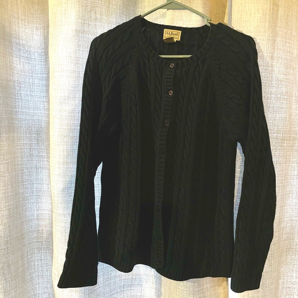 L.L. Bean Women's Navy Blue Cable Knit Sweater